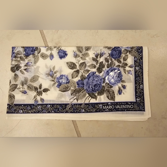 Mario Valentino Accessories - Mario Valentino Blue Floral Scarf